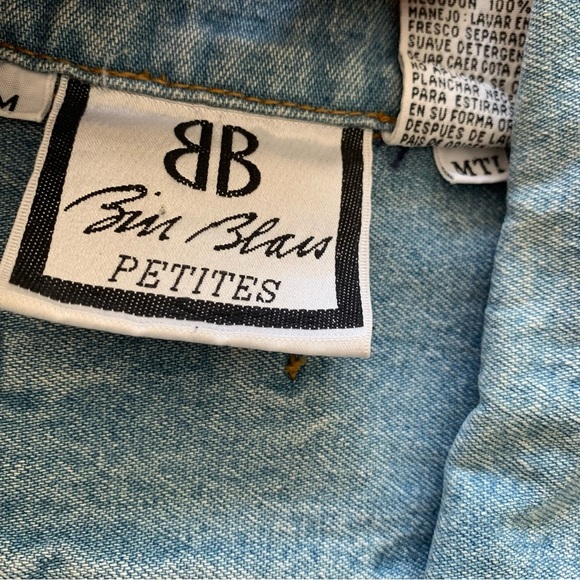 Bill Blass Vintage 90’Blue Denim Stretch Waist Pleated Romper Jumper Sz Medium - Picture 5 of 15